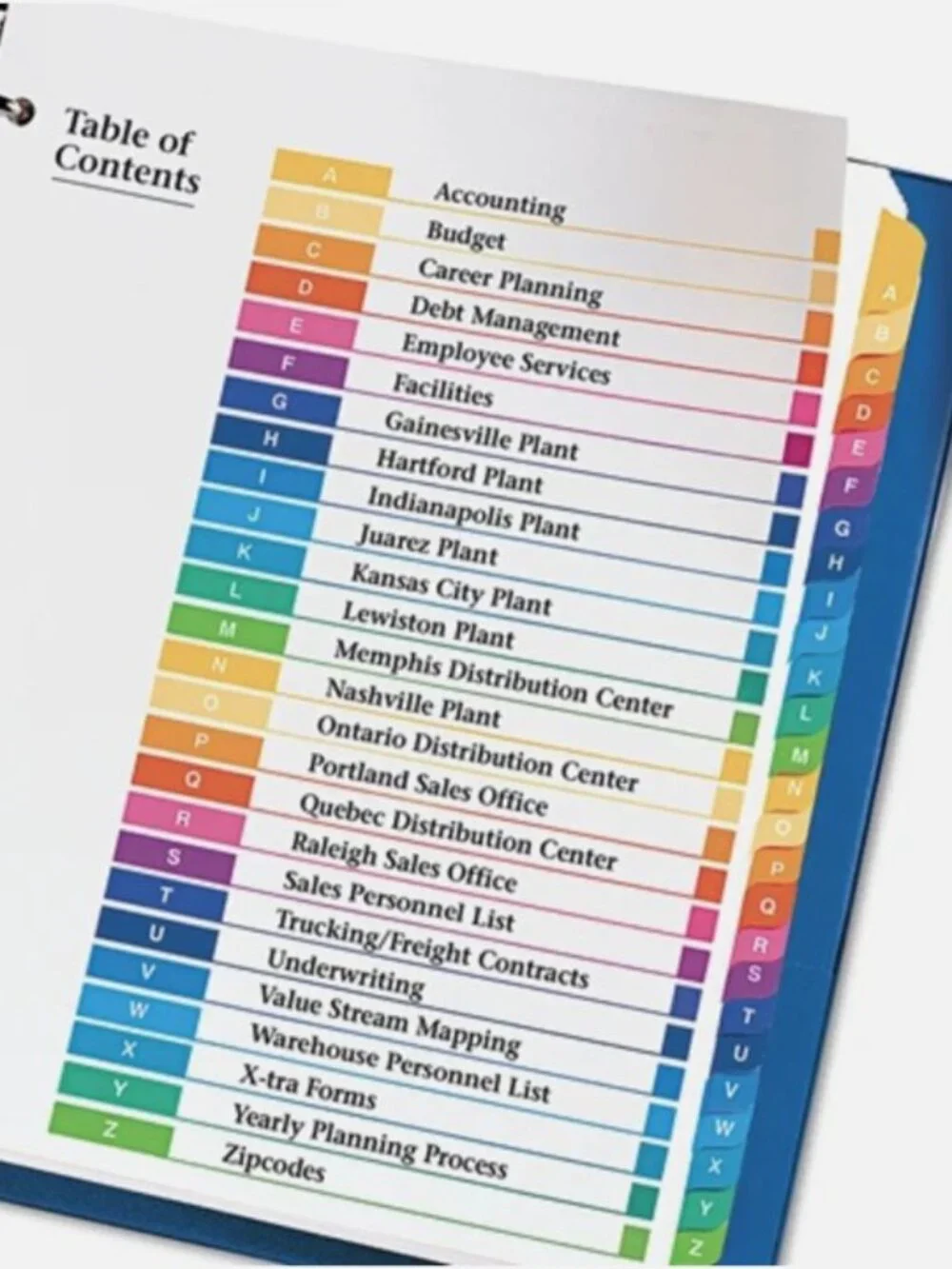 Avery Ready Index Customizable A-Z 26-Tab Table of Contents Multicolor Index Div